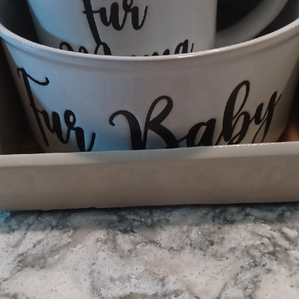 Elegant White Fur Mama Mug and Fur Baby Bowl Set